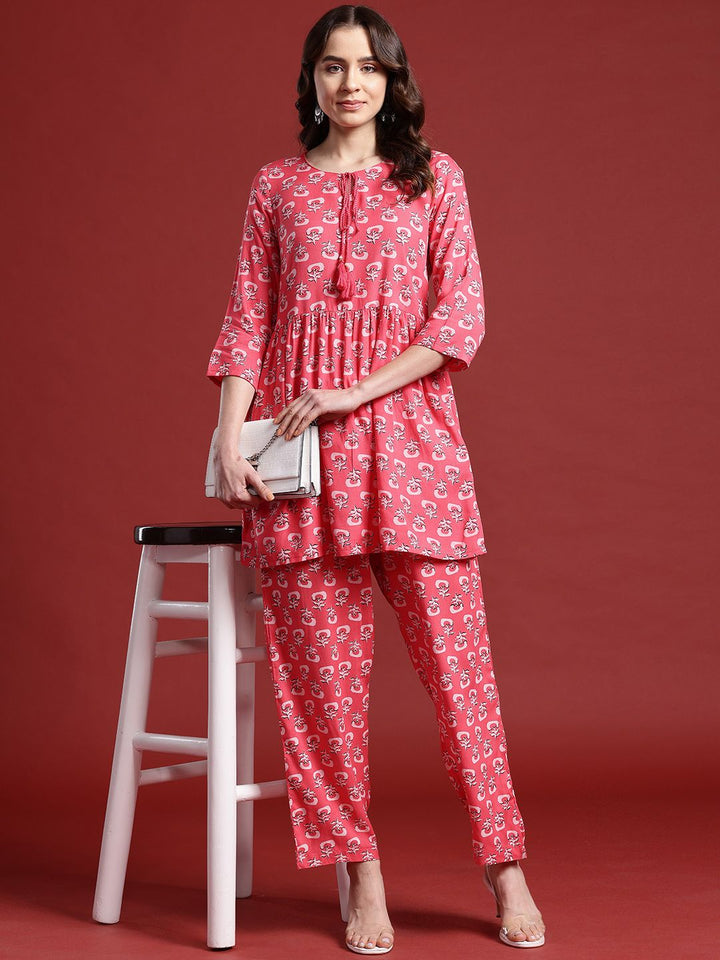 Anouk Ethnic Motifs Printed Pleated Kurta with Trousers