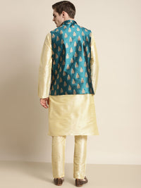 SOJANYA Men Gold-Toned Ethnic Motifs Kurta with Churidar