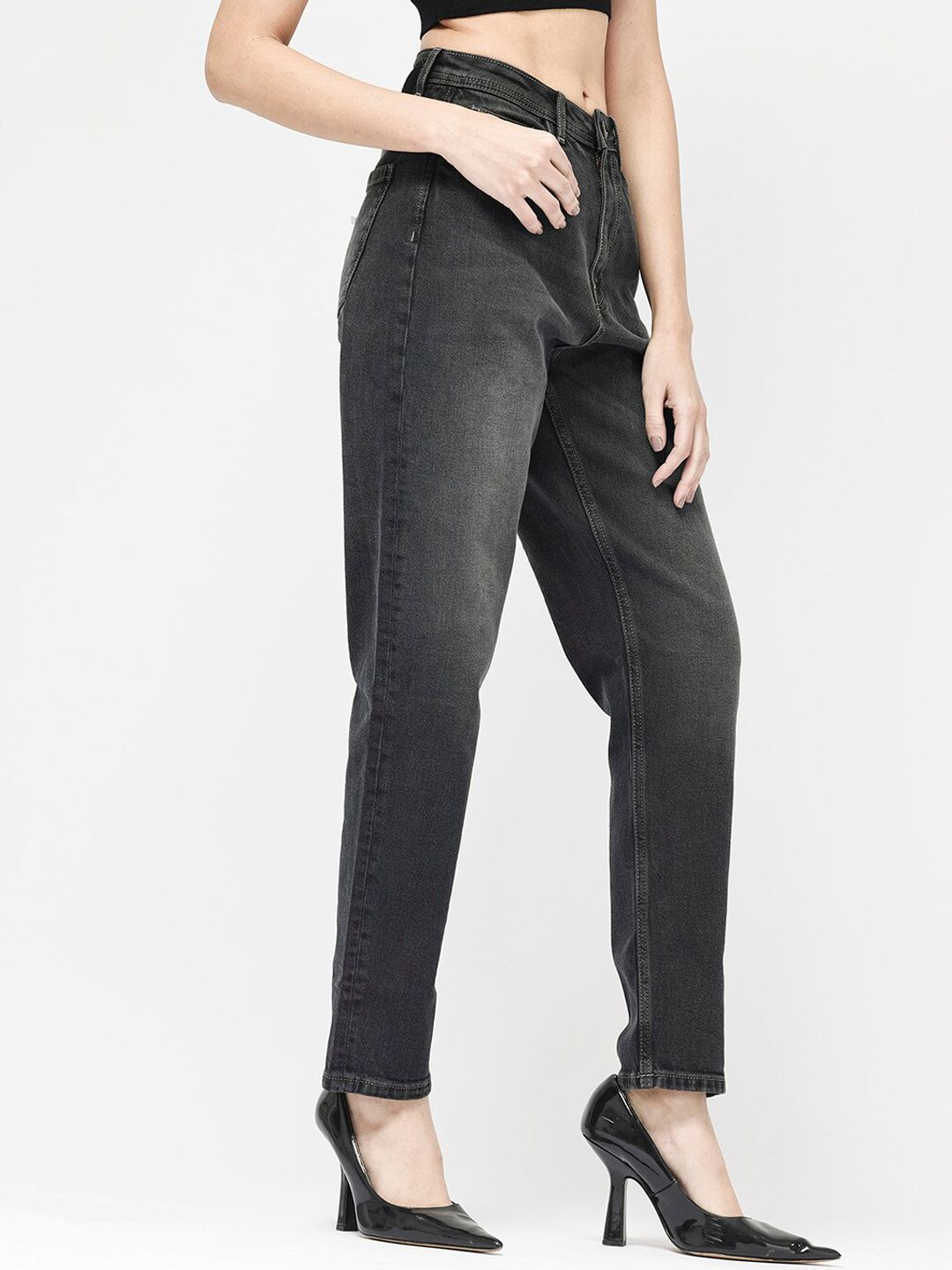 RAREISM Women Clean Look Mid-Rise Comfort Light Fade Cotton Jeans