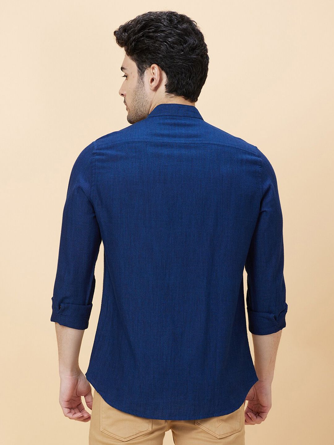 Being Human Slim Fit Mandarin Collar Opaque Casual Shirt