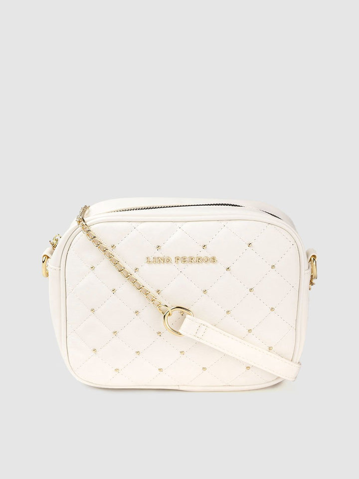 Lino Perros Women White Quilted Sling Bag