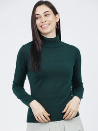 Tokyo Talkies Wanita Sweater Pepejal Hijau