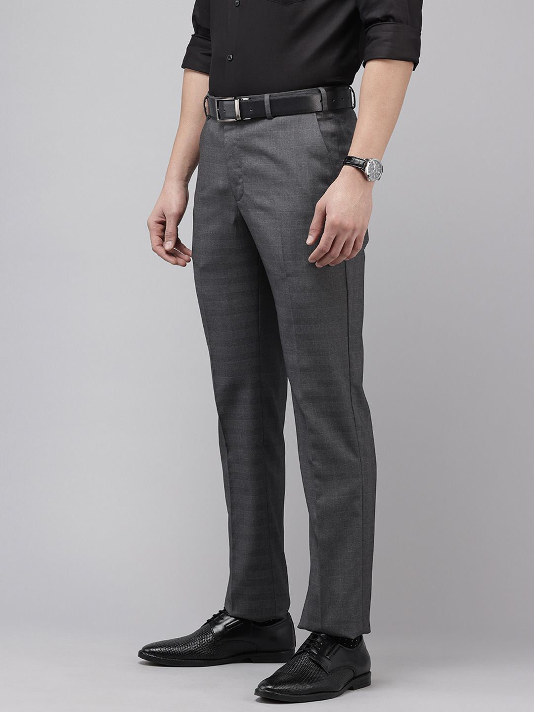Park Avenue Men Checked Smart Fit Formal Trousers