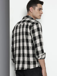 The Indian Garage Co Pure Cotton Textured Checks Opaque Relaxed Fit Casual Shirt