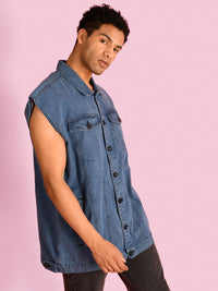 Bene Kleed Men Solid Pure Cotton Oversized Denim Jacket