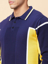 Being Human Men Colourblocked Polo Collar Pockets T-shirt