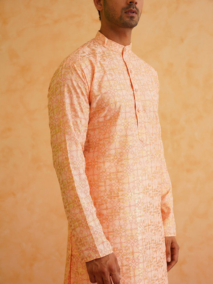 SOJANYA Motif Etnik Printed Mandarin Collar Lengan Panjang Pure Cotton Straight Kurta
