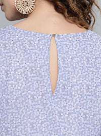 SASSAFRAS Lavender & Off-White Ditsy Floral Trapeze Dress