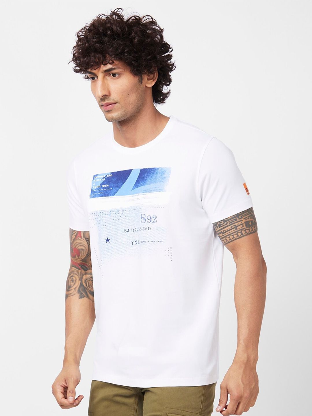 SPYKAR Graphic Printed Slim Fit Cotton Casual T-Shirt