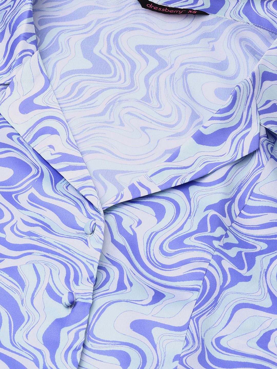 DressBerry Edgy Instinct Lapel Collar Marble Print Shirt