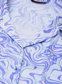 DressBerry Edgy Instinct Lapel Collar Marble Print Shirt