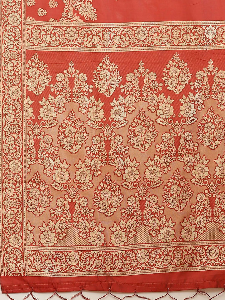 Saree mall Maroon & Golden Woven Design Banarasi Saree