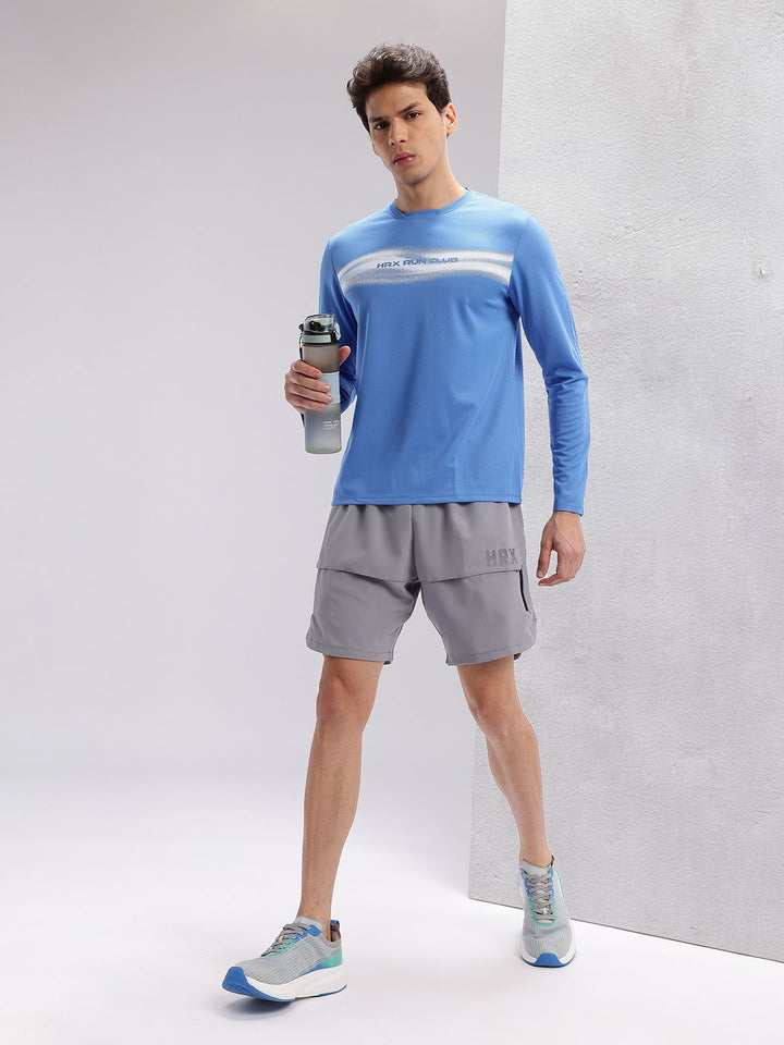 HRX by Hrithik Roshan Men Brand Logo Striped Rapid-Dry Running T-shirt