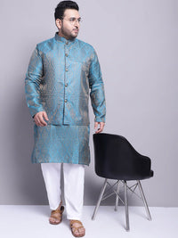 SOJANYA PLUS Ethnic Motifs Woven Design Kurta With Pyjamas & Nehru Jacket