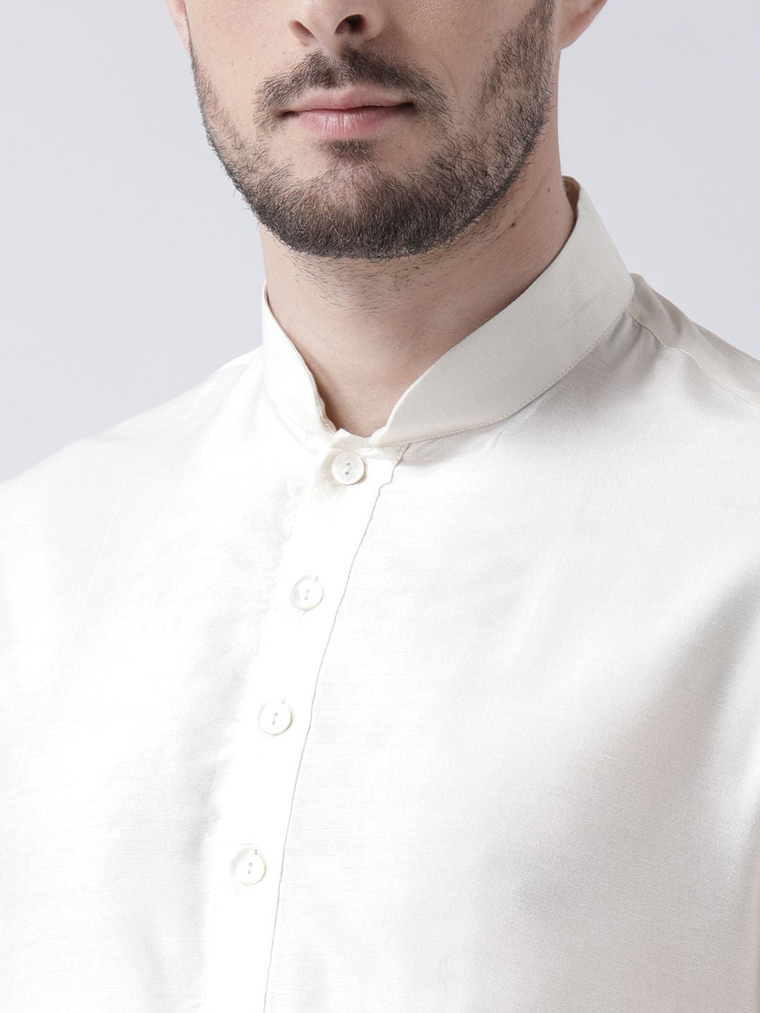 KISAH Men Cream-Coloured Solid Straight Kurta