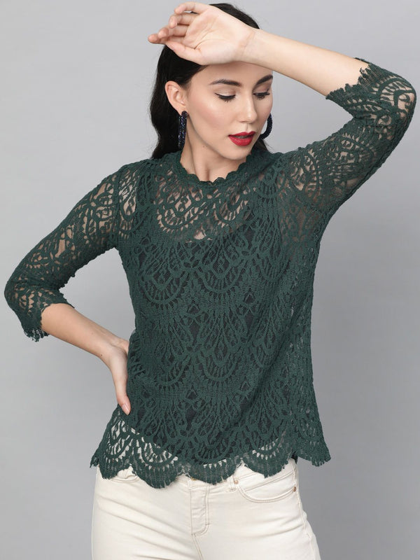 STREET 9 Women Green Solid Top