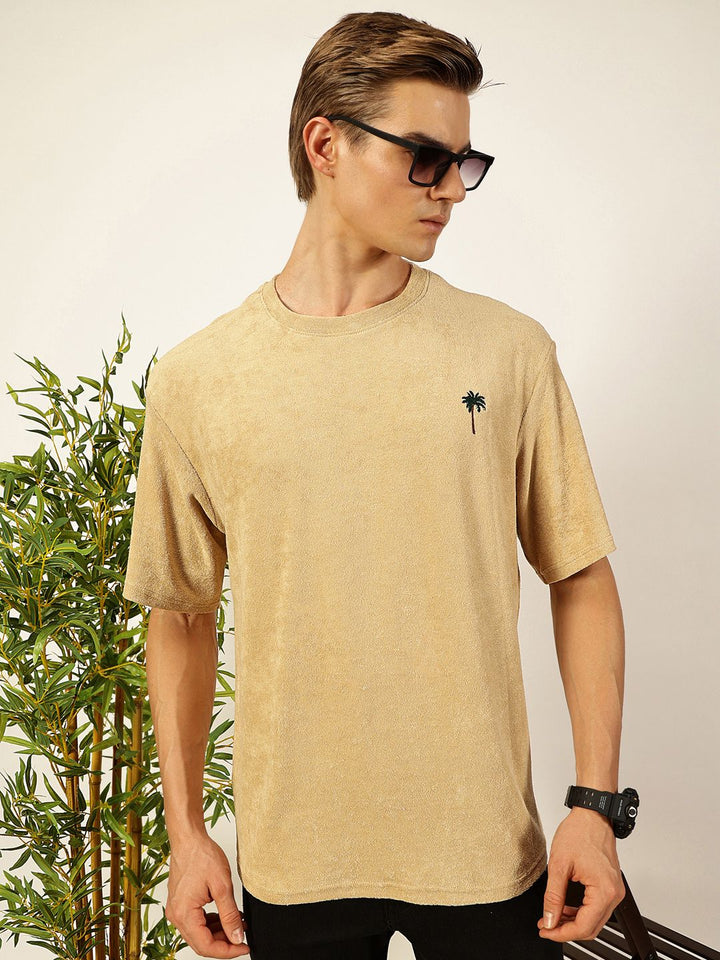 Thomas Scott Men's Solid Round Neck Oversized Casual T-shirt
