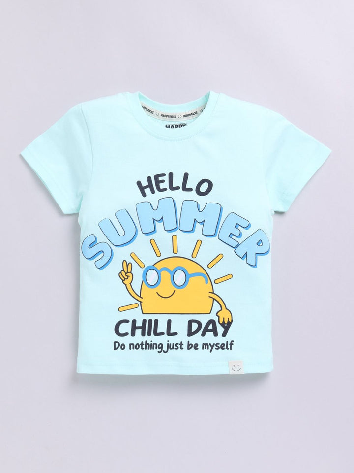 Happy Faces Boys Printed Tropical Pure Cotton T-shirt