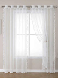 URBAN SPACE White Set of 2 Sheer Window Curtains
