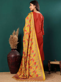 Varanga V-Neck Straight Kurta with Trousers And Dupatta