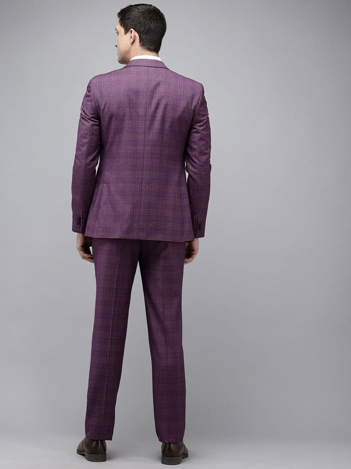 Park Avenue Super Slim Fit Checked Notched Lapel Single-Breasted Formal 3 Piece Suits