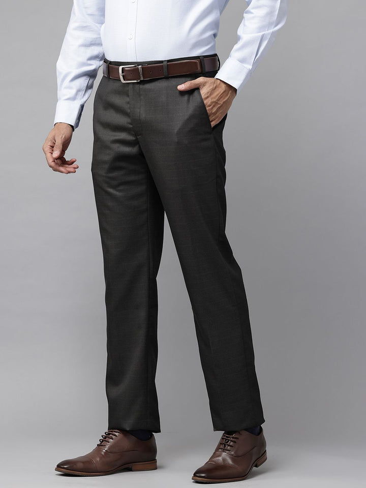 Park Avenue Men Regular Fit Checked Formal Trousers