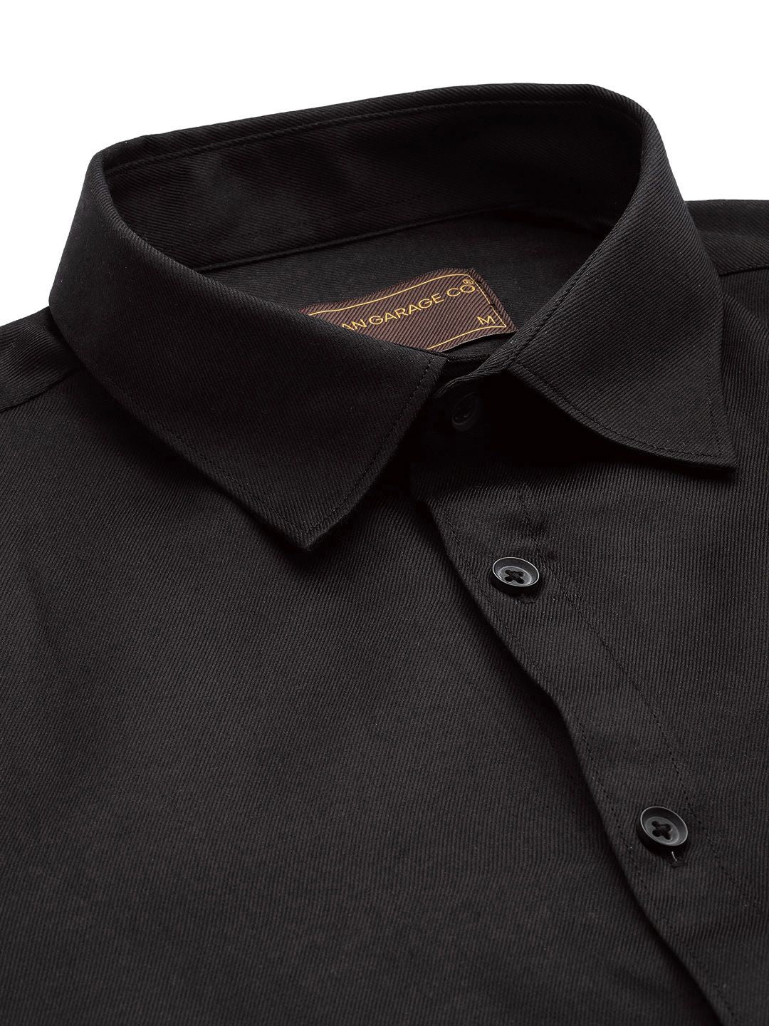 The Indian Garage Co. X Luxe Men Black Slim Fit Opaque Formal Shirt