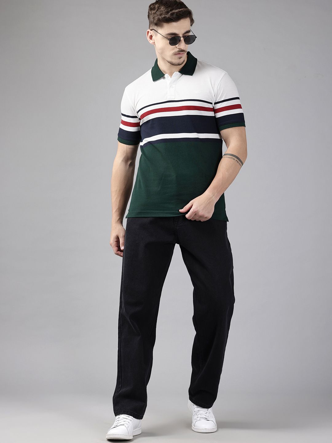 Park Avenue Colourblocked Polo Collar T-shirt