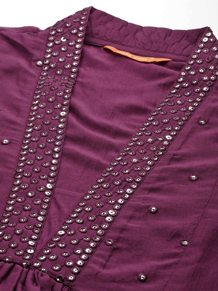 Indo Era Embroidered Panelled Sequinned Kurta with Trousers