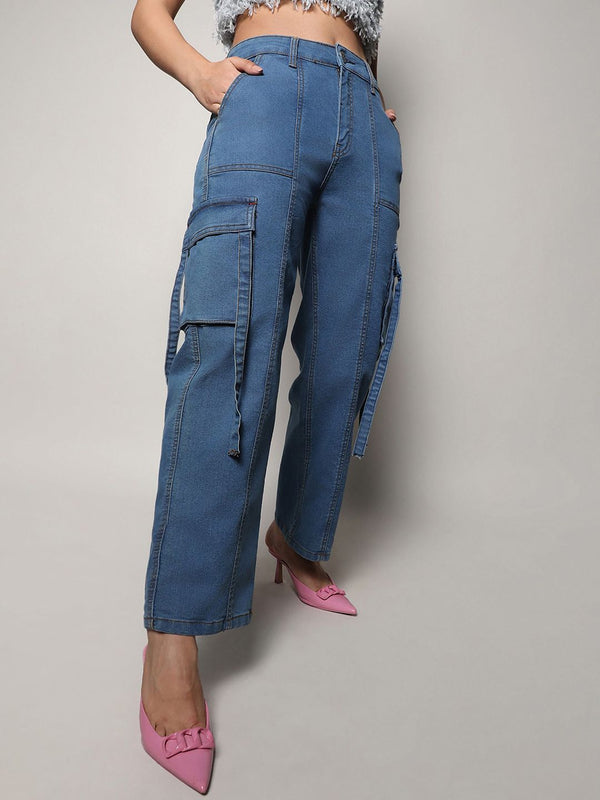 Campus Sutra Women Smart Low Distress Light Fade Jeans