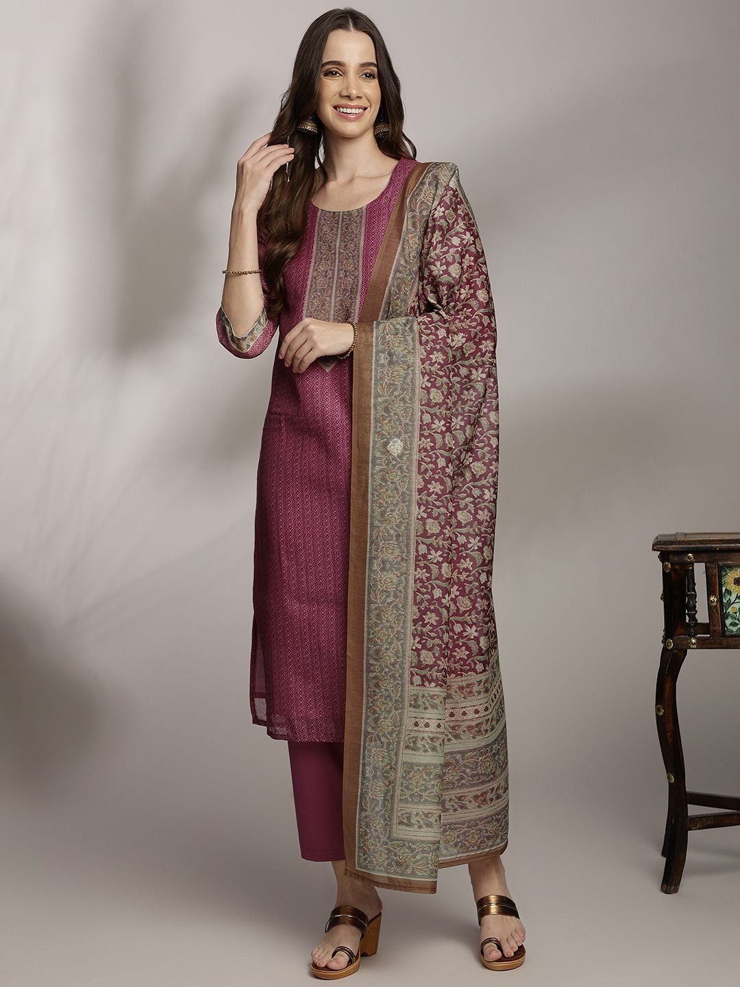 Anouk Women Ethnic Motifs Printed Kurta with Trousers & Dupatta