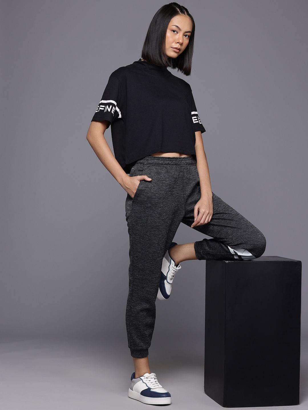 HRX by Hrithik Roshan High Neck Drop-Shoulder Sleeves T-Shirt