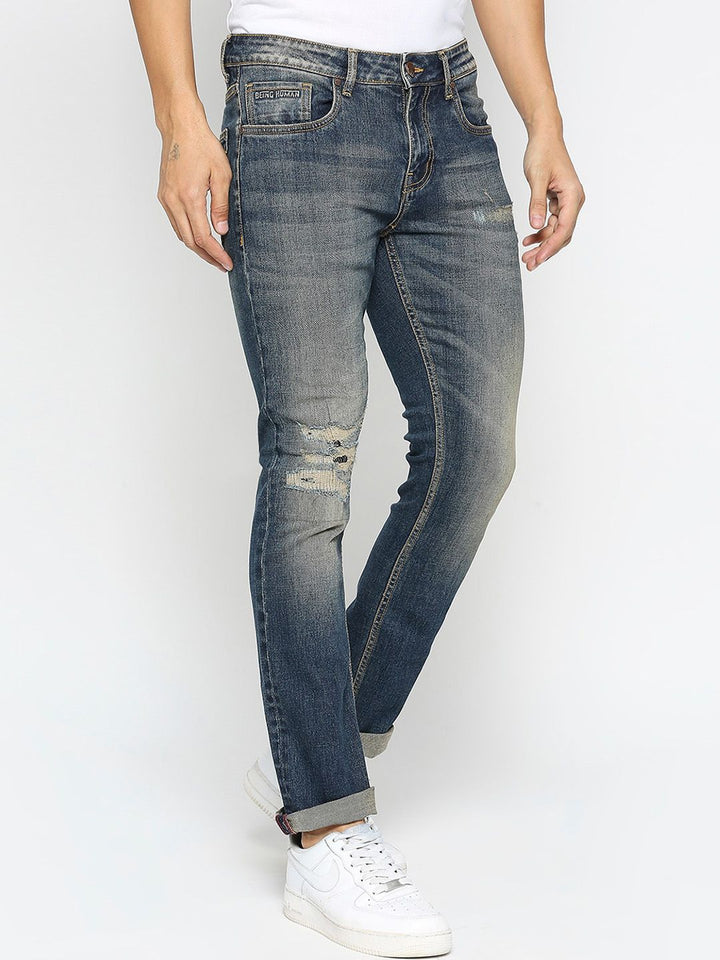 Being Human Men Mid-Rise Mildly Distressed Heavy Fade Jeans