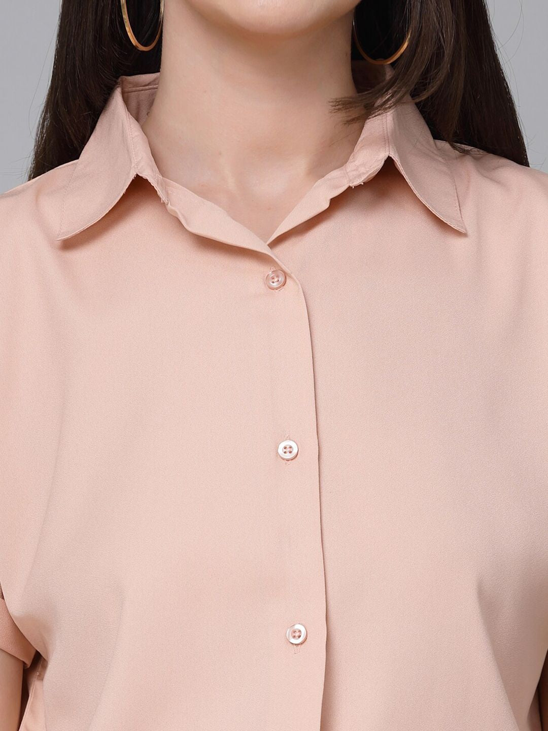 Style Quotient Nude Smart Spread Collar Formal Shirt