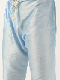 SOJANYA Men Blue Kurta with Churidar & Printed Jacket