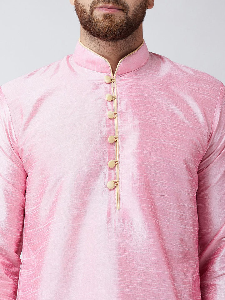 SOJANYA Men Pink Solid Kurta Lurus