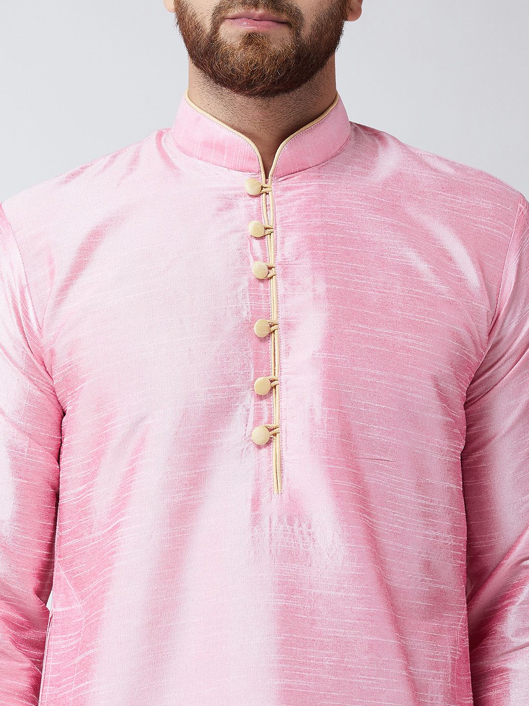 SOJANYA Men Pink Solid Kurta Lurus