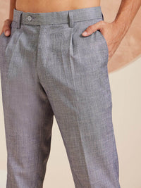 DENNISON Men Striped Smart Tapered Fit Easy Wash Pleated Formal Trousers