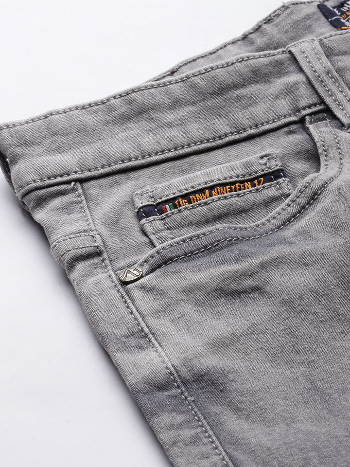 The Indian Garage Co Men Grey Slim Fit Light Fade Stretchable Jeans