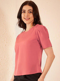 DENNISON Puff Sleeve Crepe Regular Top