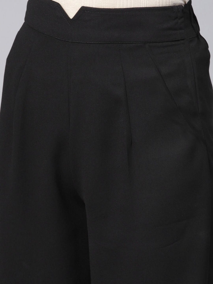 SASSAFRAS Women Black Parallel Trousers