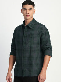 THE BEAR HOUSE Men Tartan Checks Opaque Relaxed Fit Pure Cotton Casual Shirt