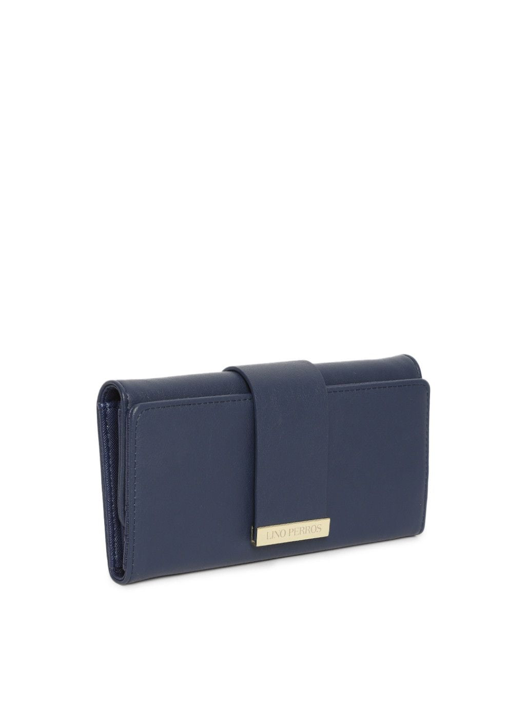 Navy Blue Solid Three Fold Wallet