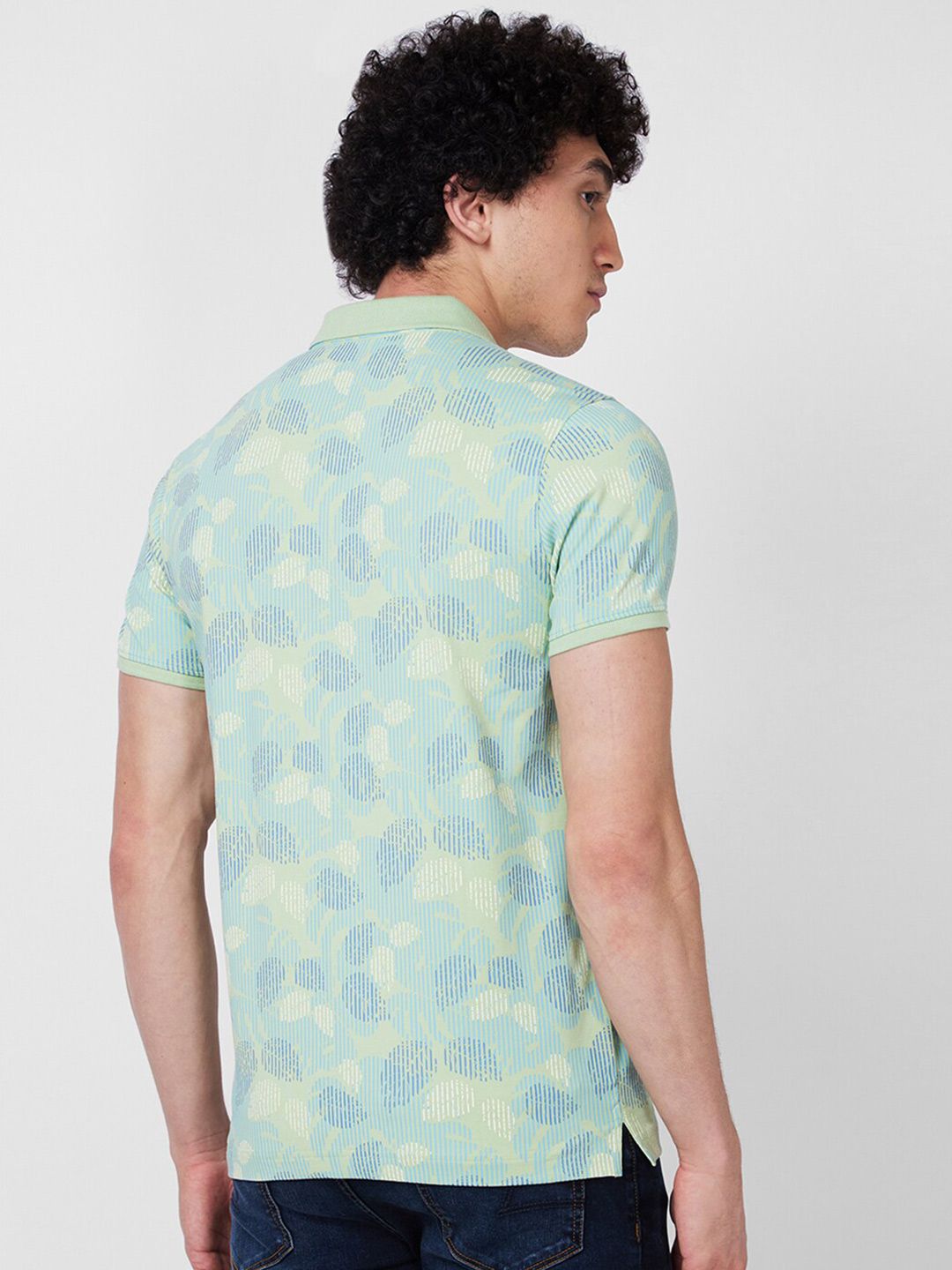 SPYKAR Floral Printed Polo Collar Slim Fit T-shirt