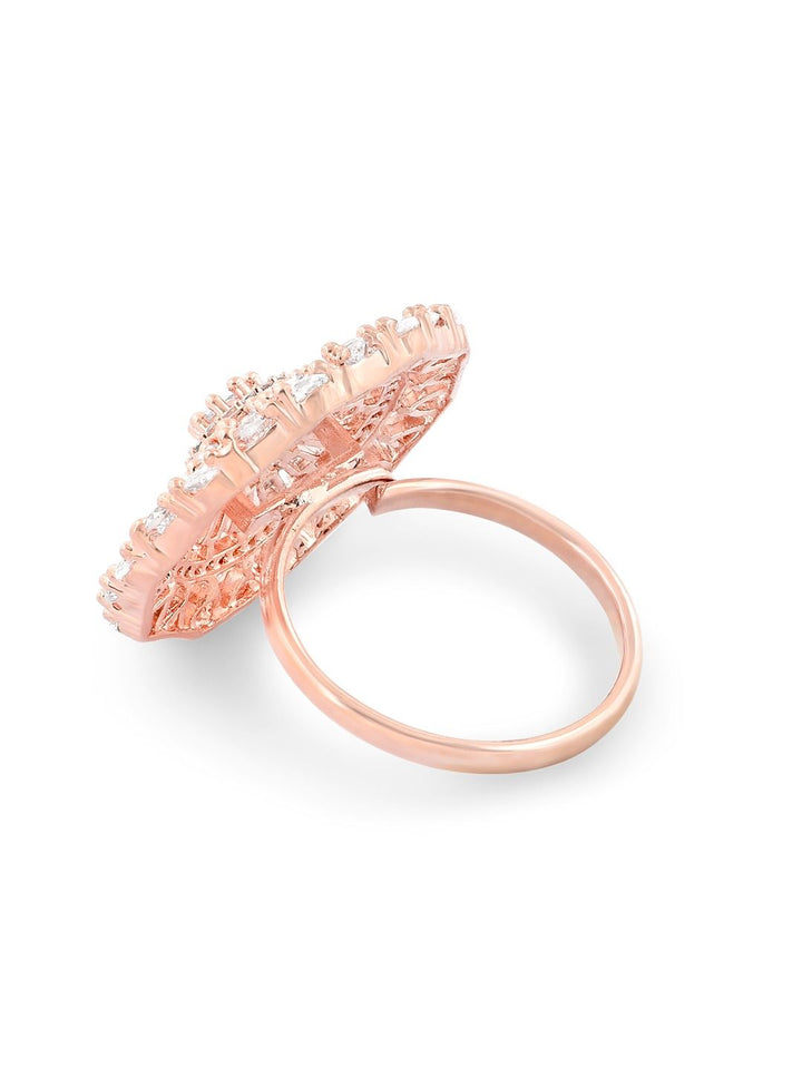 Cincin Jari Boleh Laras Zaveri Pearls Rose Saduran Emas CZ
