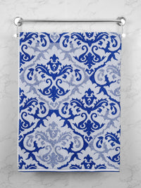 MYTRIDENT White & Blue Ethnic Motifs Printed Cotton 500 GSM Bath Towel