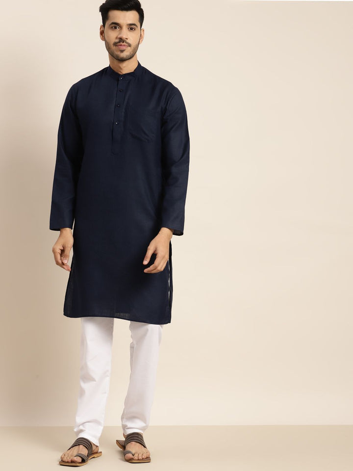 Anug oleh SOJANYA Men Navy Blue Indigo Kurta