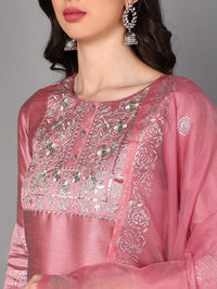 KALINI Floral Yoke Designed Regular Kurta With Trousers & Dupatta