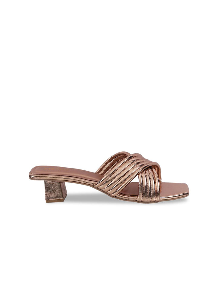 Metro Rose Gold Block Sandals
