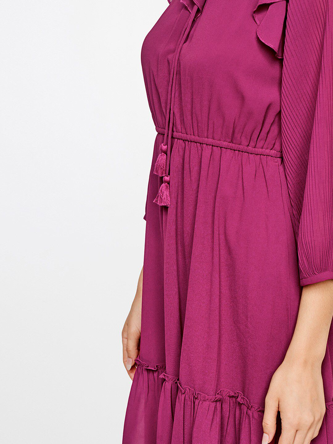 AND Women Pink Tie-Up Neck Dress